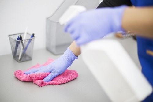 Professional home cleaners preparing a rental property for end of tenancy inspection