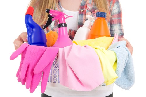 Professional end of tenancy cleaning team preparing a rental property