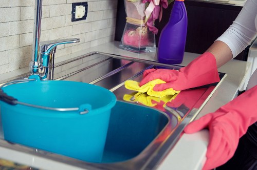 Deep cleaning of commercial office surfaces and floors at the end of a lease