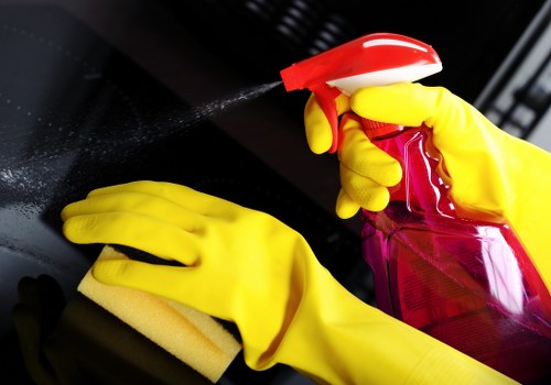 Carpet cleaner finishing a rental move-out cleaning job